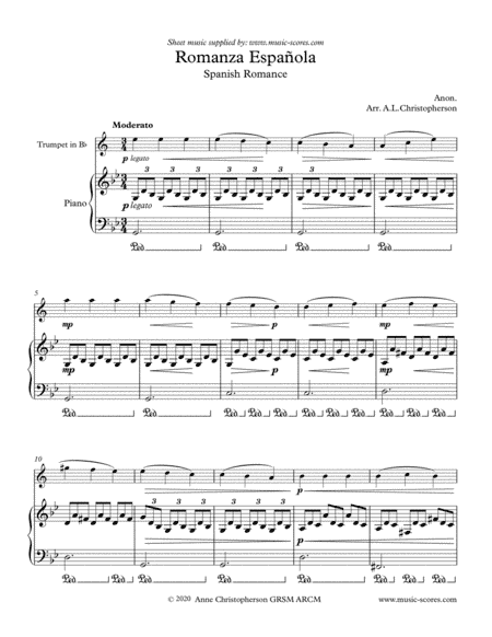 Spanish Romance - Trumpet and Piano (arr. Anne L Christopherson GRSM ARCM)