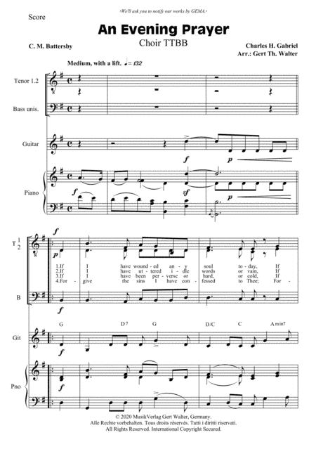 An Evening Prayer (arr. Gert Th. Walter)