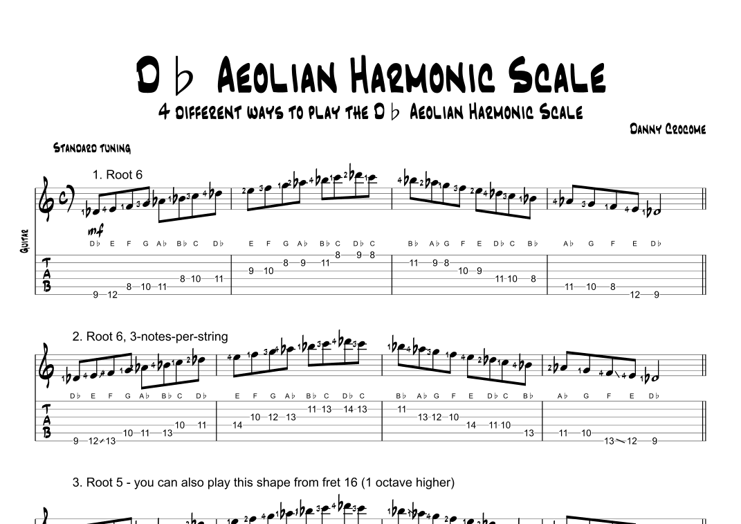 Db Aeolian Harmonic Scale (4 Ways to Play)