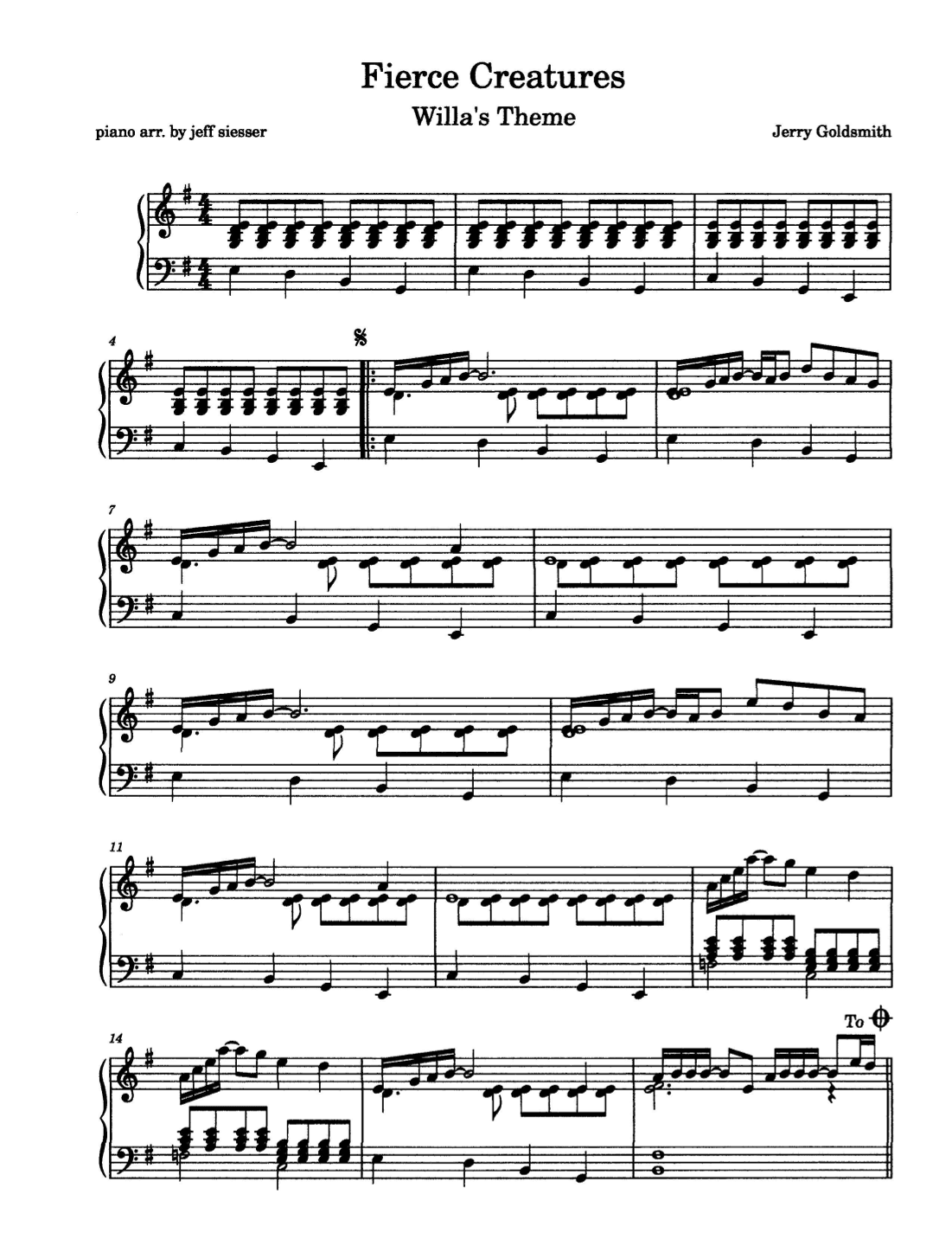 Fierce Creatures (arr. jeff siesser)