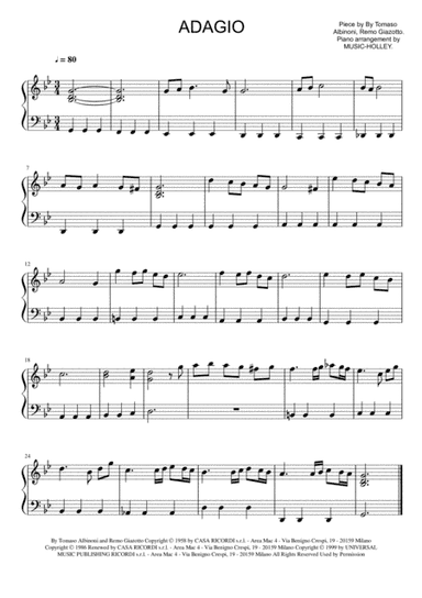 Adagio In Sol Minore (adagio In G Minor) (arr. Music-holley)