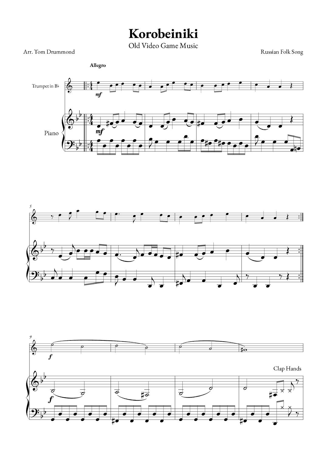 Korobeiniki (arr. Tom Drummond)