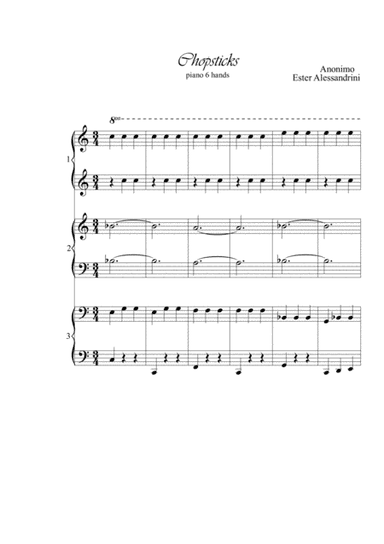 Chopsticks. Piano 6 hands (arr. Ester Alessandrini)