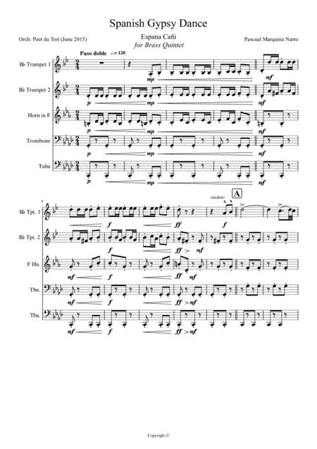 Spanish Gypsy Dance / Espana Cani - Pascual Marquina Narro (arr. Peet du Toit)