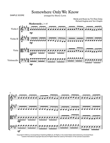 Somewhere Only We Know (arr. Sherry Lewis)