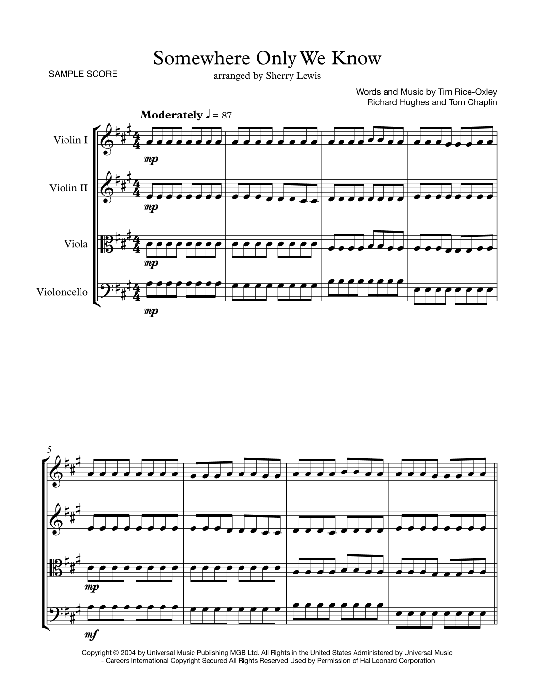 Somewhere Only We Know (arr. Sherry Lewis)