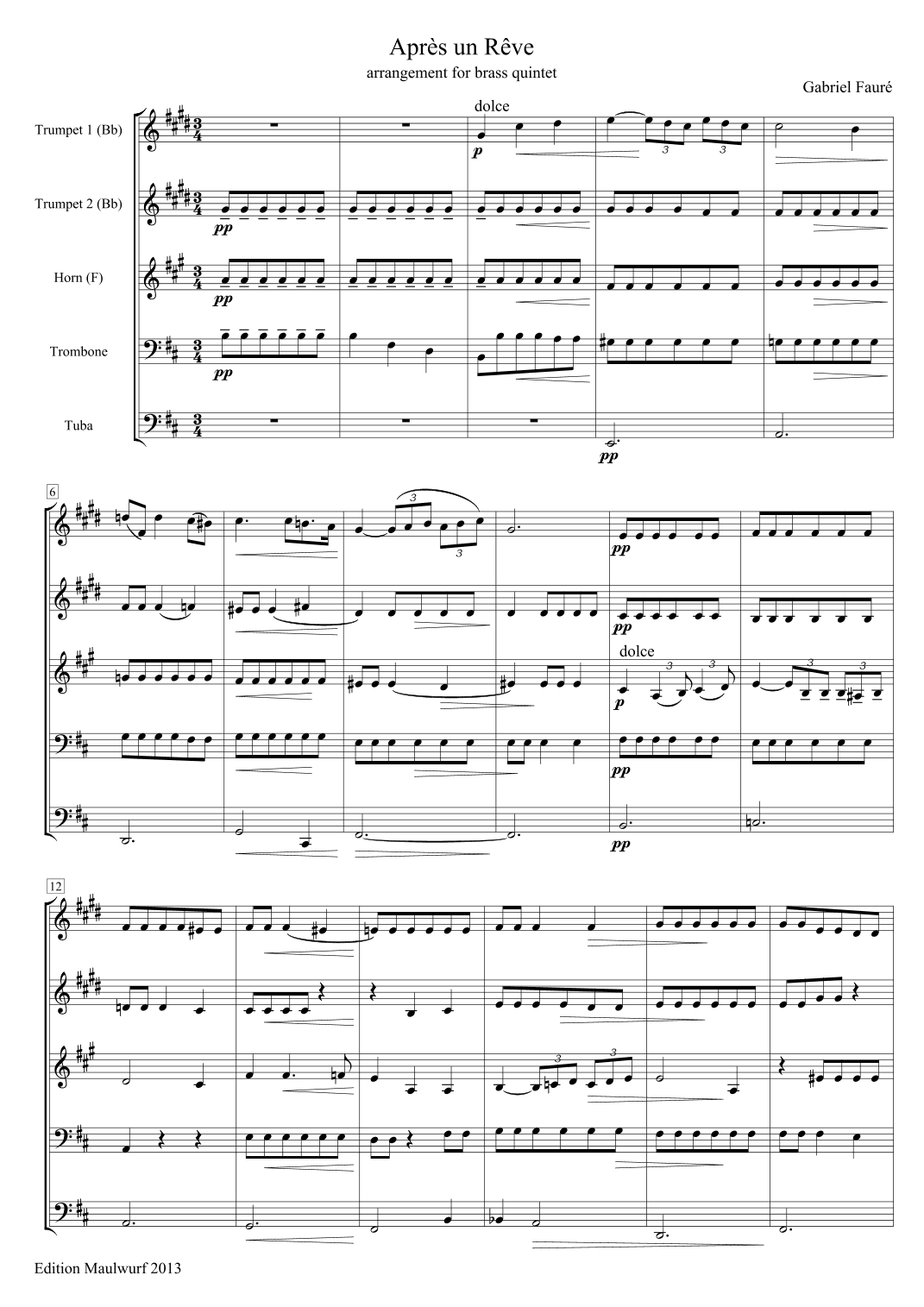 Après un Rêve (arr. Edition Maulwurf)