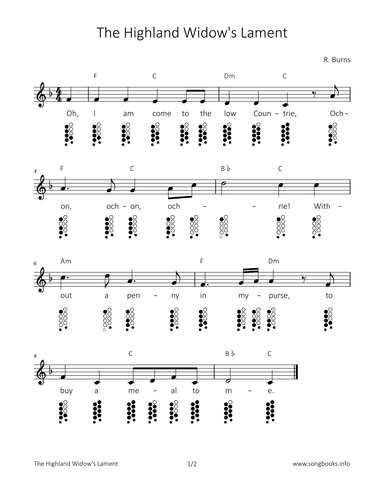 The Highland Widow's Lament (arr. songbooks.info)