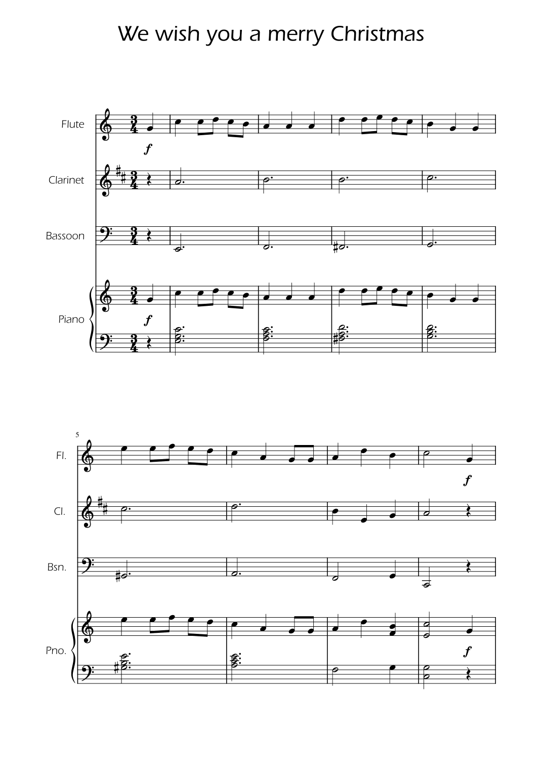 We Wish You a Merry Christmas - WoodwindTrio w/ Piano (arr. Ygor Nunes)