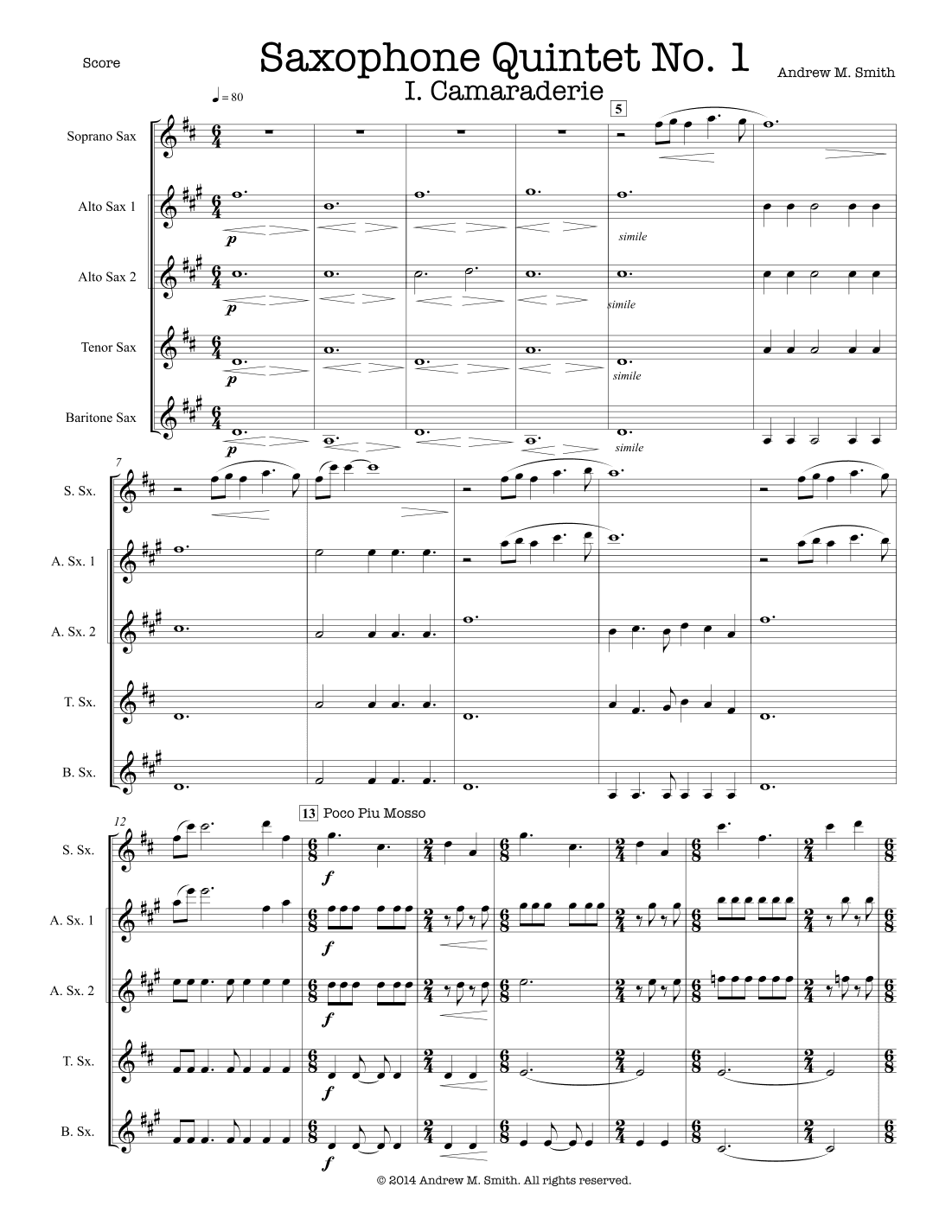 Saxophone Quintet No. 1