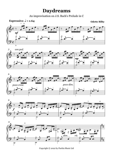 Daydreams - An improvisation on J.S. Bach's Prelude in C (Grade 4-5) (arr. Odette Bilby)