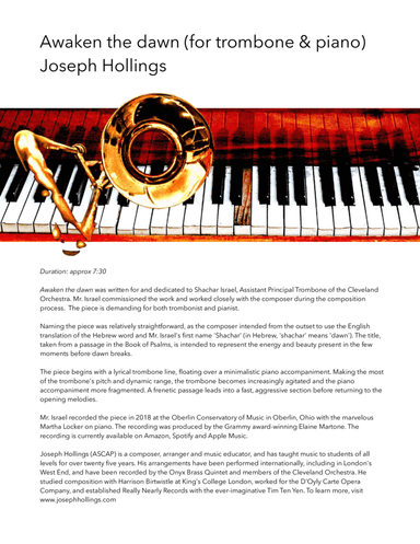 Awaken the dawn (for trombone & piano)