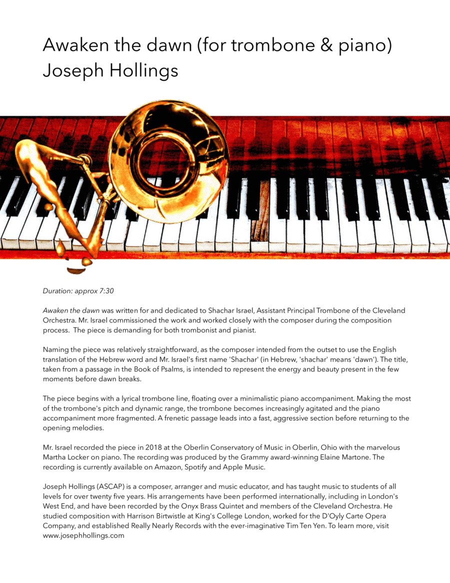 Awaken the dawn (for trombone & piano)