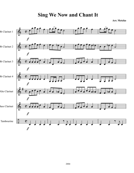 Sing We Now and Chant It for Clarinet Choir (arr. Brandyn Metzko)