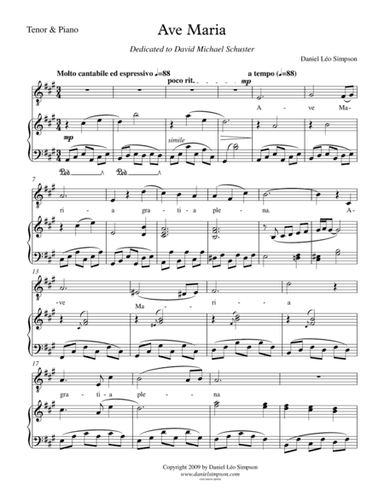Ave Maria for Tenor & Piano