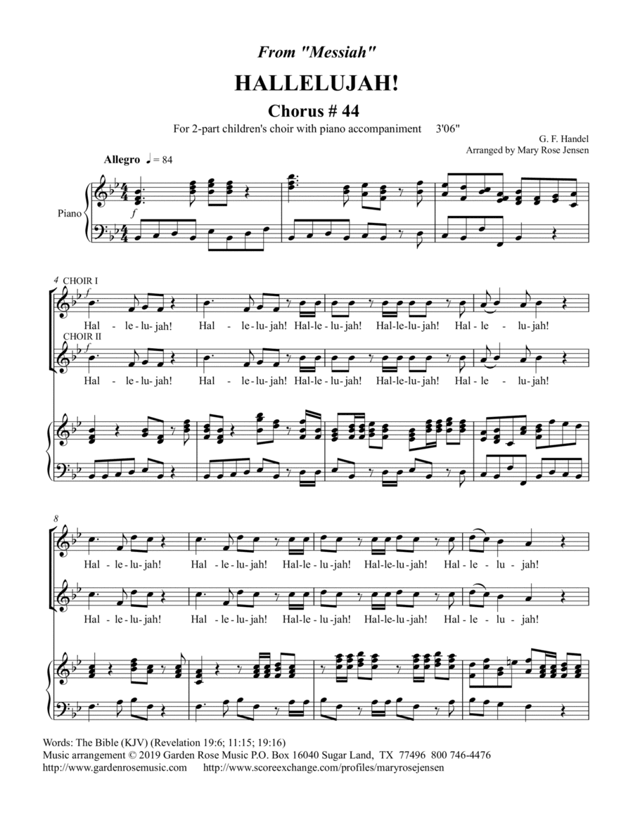 Hallelujah Chorus (arr. Mary Rose Jensen)