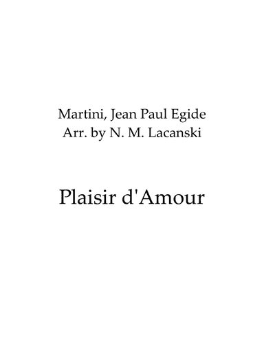 Plaisir d'Amour (arr. Nick Lacanski)