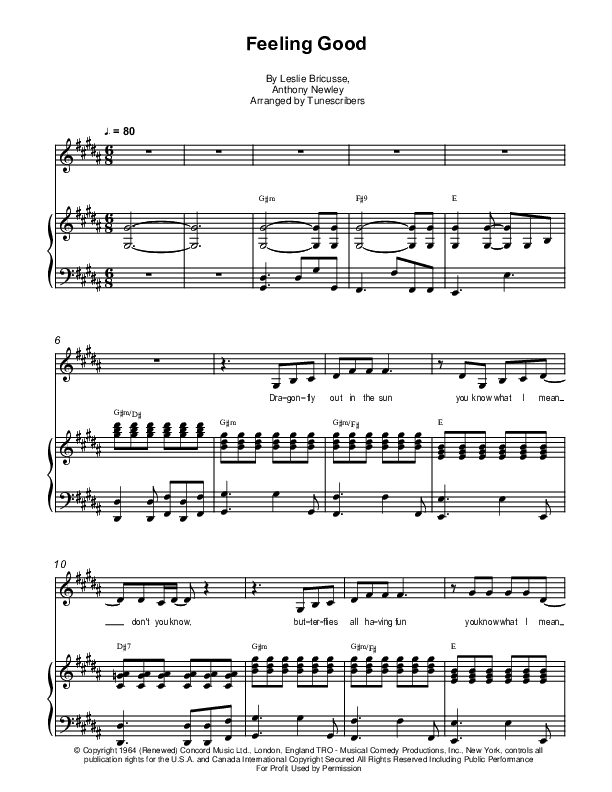 Feeling Good (arr. Tunescribers)