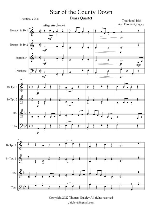Star of the County Down (arr. Thomas Quigley)