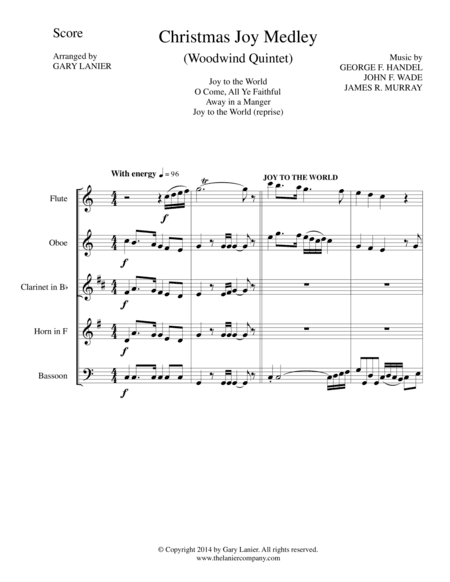 CHRISTMAS JOY MEDLEY (Woodwind Quintet Score and Parts for Flt, Ob, Cl, Hrn, and Bsn) (arr. Gary Lanier)
