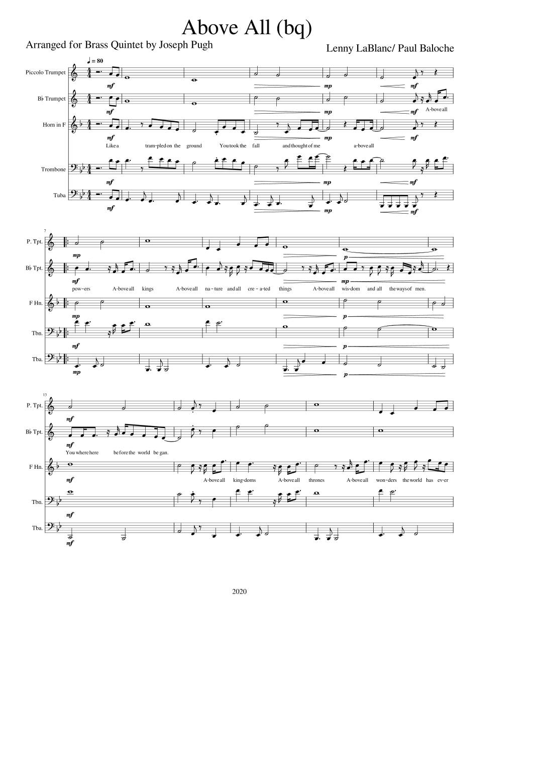 Above All (arr. Joseph Pugh)