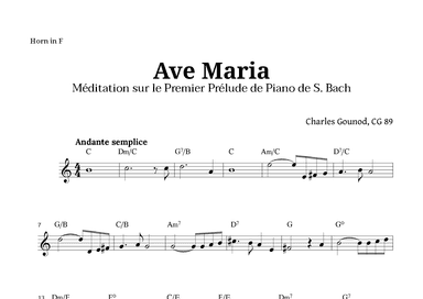 Ave Maria by Gounod for French Horn with Chords (arr. Langanho)