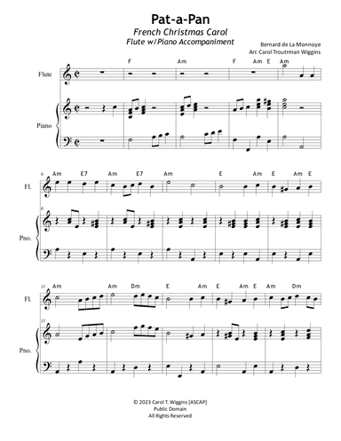 Pat-a-Pan (Flute w/Piano Accompaniment) (arr. Carol Troutman Wiggins)