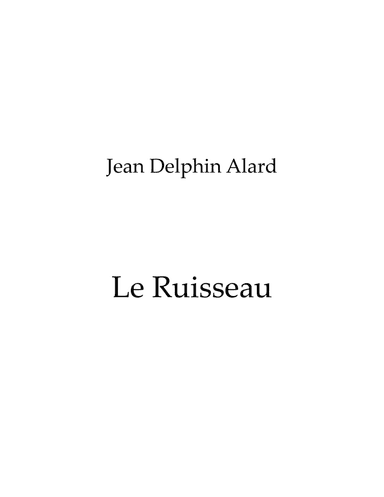 Le Ruisseau (arr. Nick Lacanski)