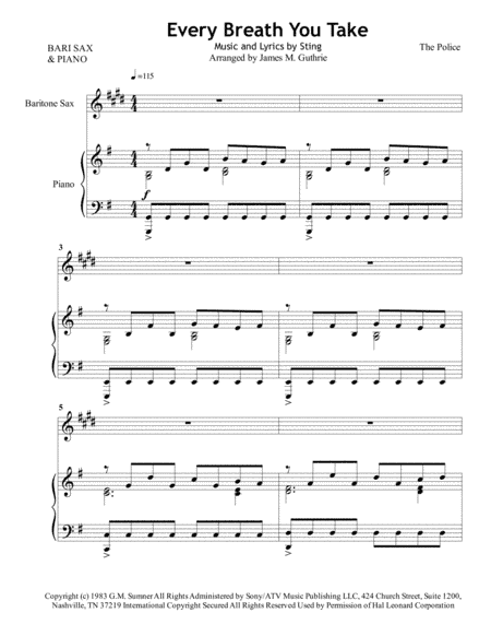 Every Breath You Take (arr. James M. Guthrie, ASCAP)