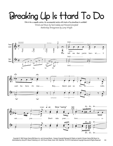 Breaking Up Is Hard To Do (arr. Larry Wright)