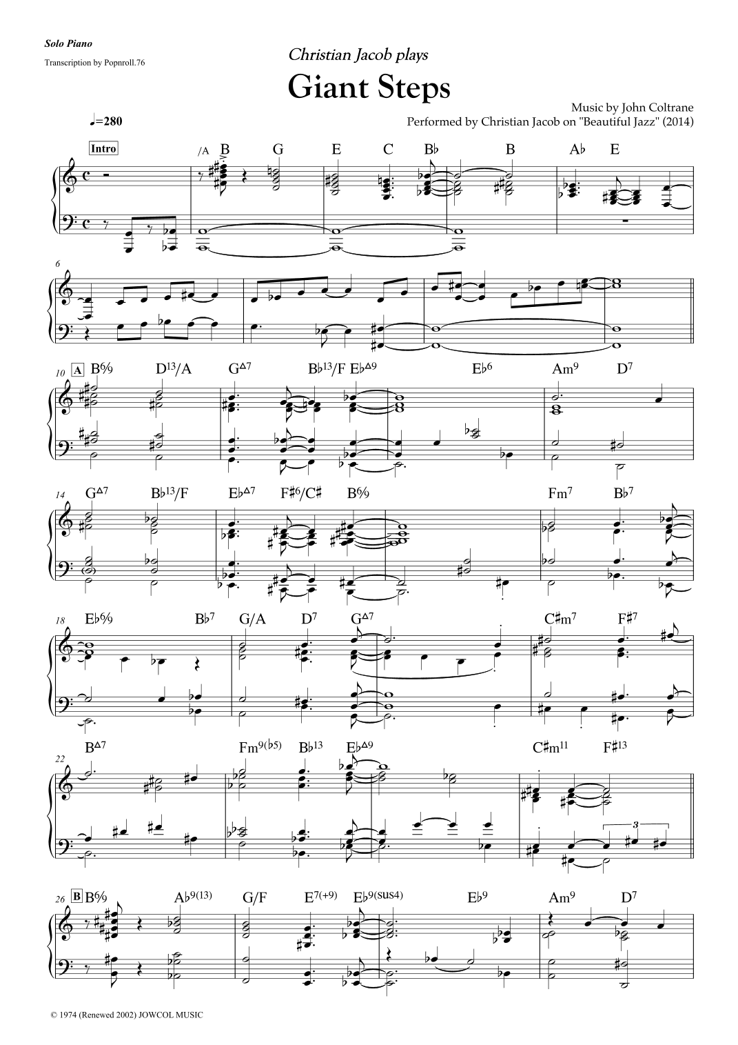 Giant Steps (arr. Popnroll.76)