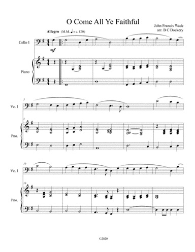 O Come All Ye Faithful (cello solo) with optional piano accompaniment (arr. B C Dockery)
