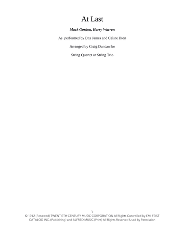 At Last (arr. Craig Duncan)