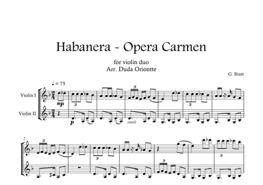 Carmen HABANERA - Bizet  ( Violin DUO) Student (arr. Duda Oriontte)