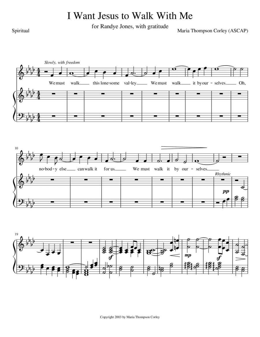 I Want Jesus to Walk with Me (high key) (arr. Maria Thompson Corley)
