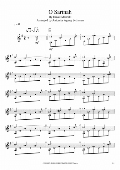 O, Sarinah (arr. Antonius Agung Setiawan)