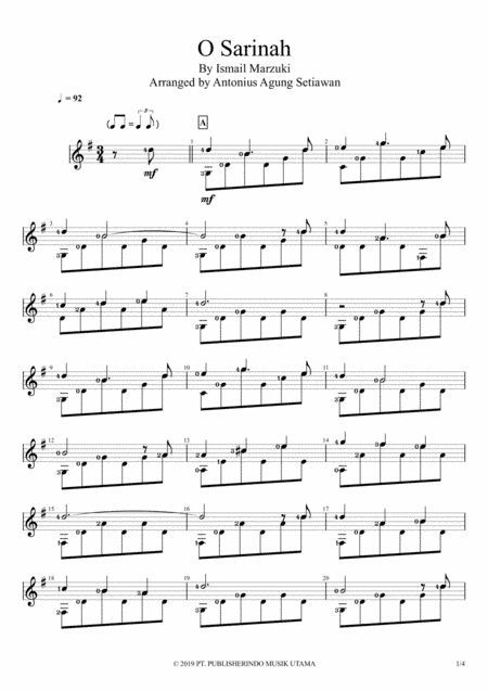 O, Sarinah (arr. Antonius Agung Setiawan)