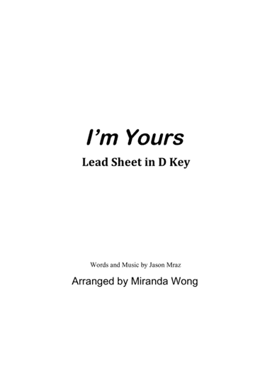I'm Yours (arr. Miranda Wong)