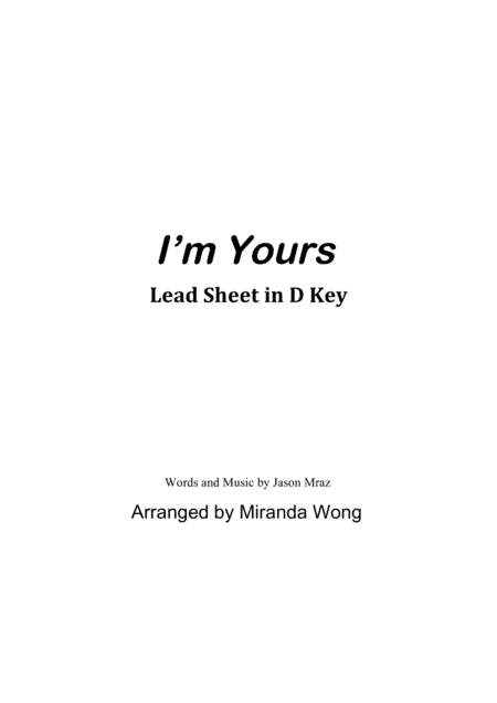 I'm Yours (arr. Miranda Wong)