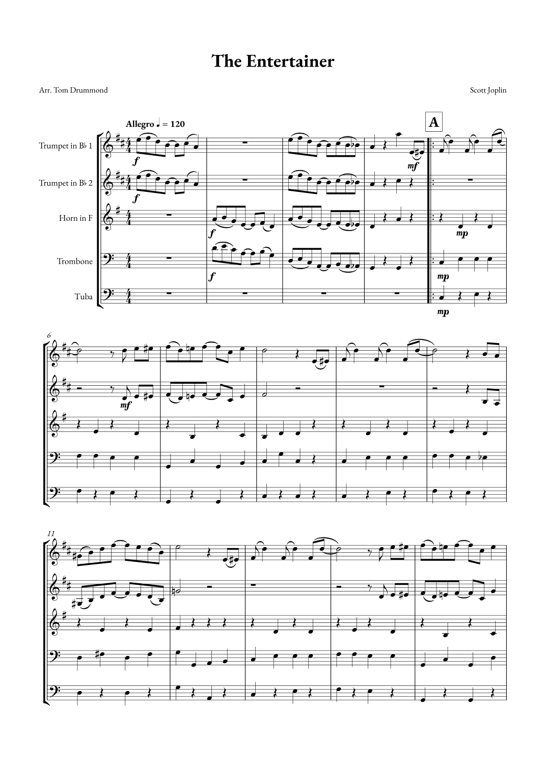 The Entertainer (arr. Tom Drummond)