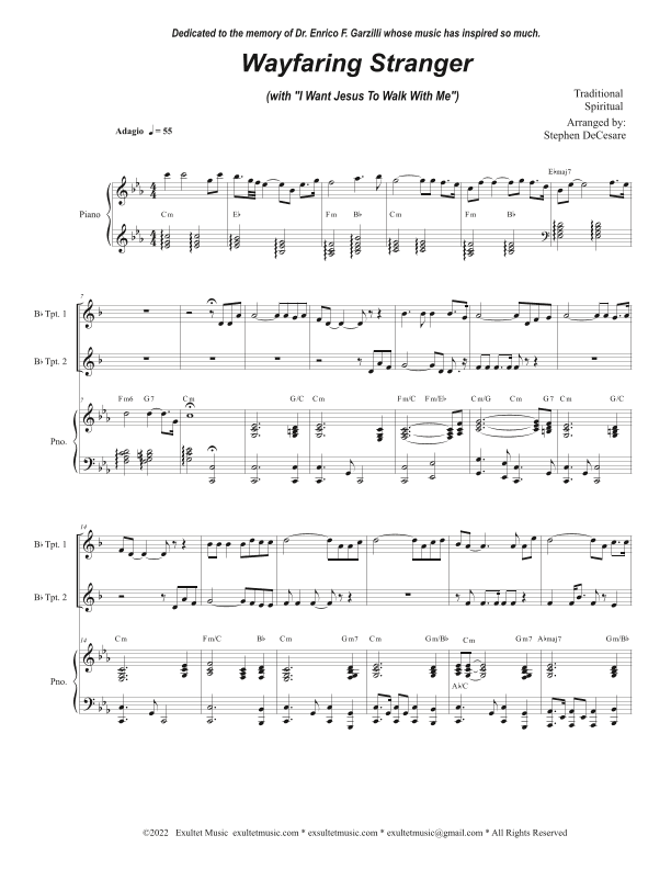 Wayfaring Stranger (with "I Want Jesus To Walk With Me") (Duet for Bb-Trumpet) (arr. Stephen DeCesare)