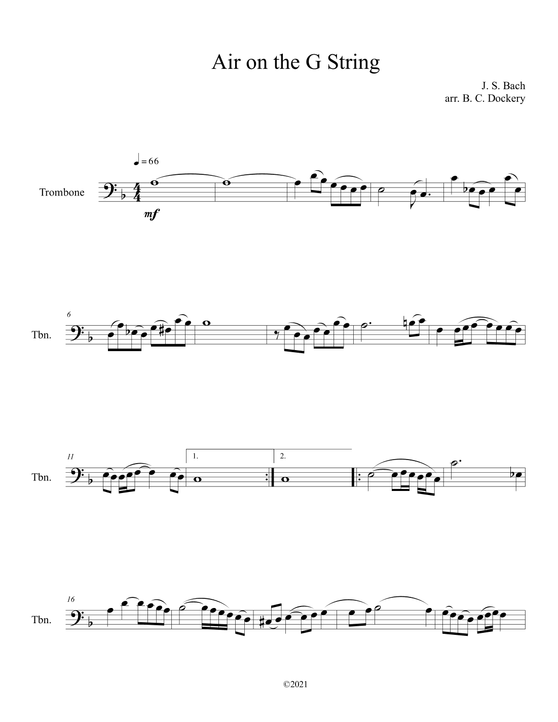 Air on the G String (Trombone Solo) (arr. B. C. Dockery)