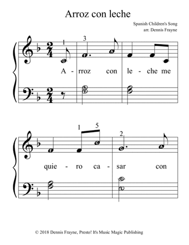 Arroz con leche (big alpha note notation) (arr. Dennis Frayne)