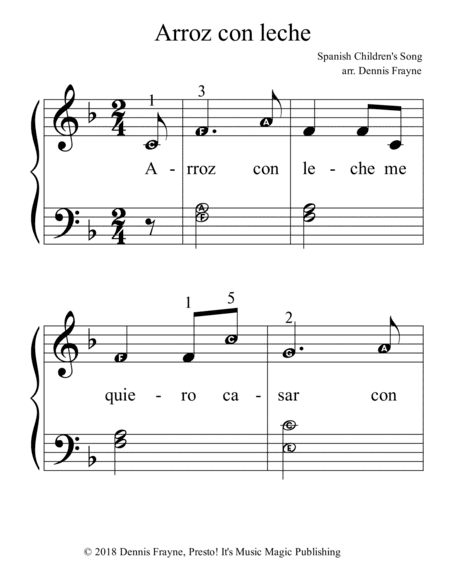 Arroz con leche (big alpha note notation) (arr. Dennis Frayne)