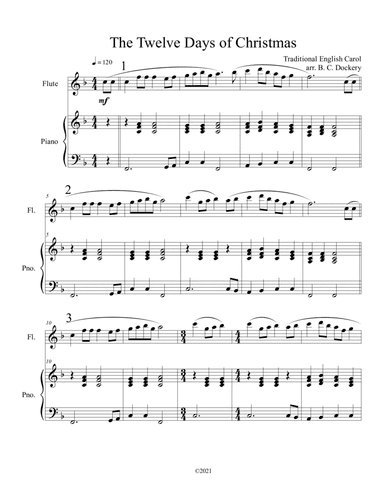 The Twelve Days of Christmas (Flute Solo with Piano Accompaniment) (arr. B. C. Dockery)