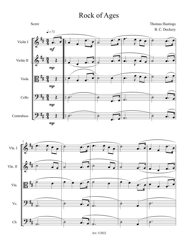 Rock of Ages (String Orchestra or Quintet) (arr. B. C. Dockery)