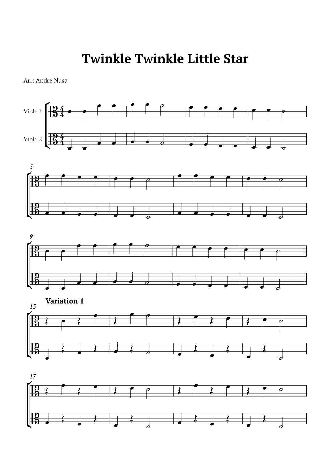 Twinkle Twinkle Little Star Variations (arr. André Nusa)