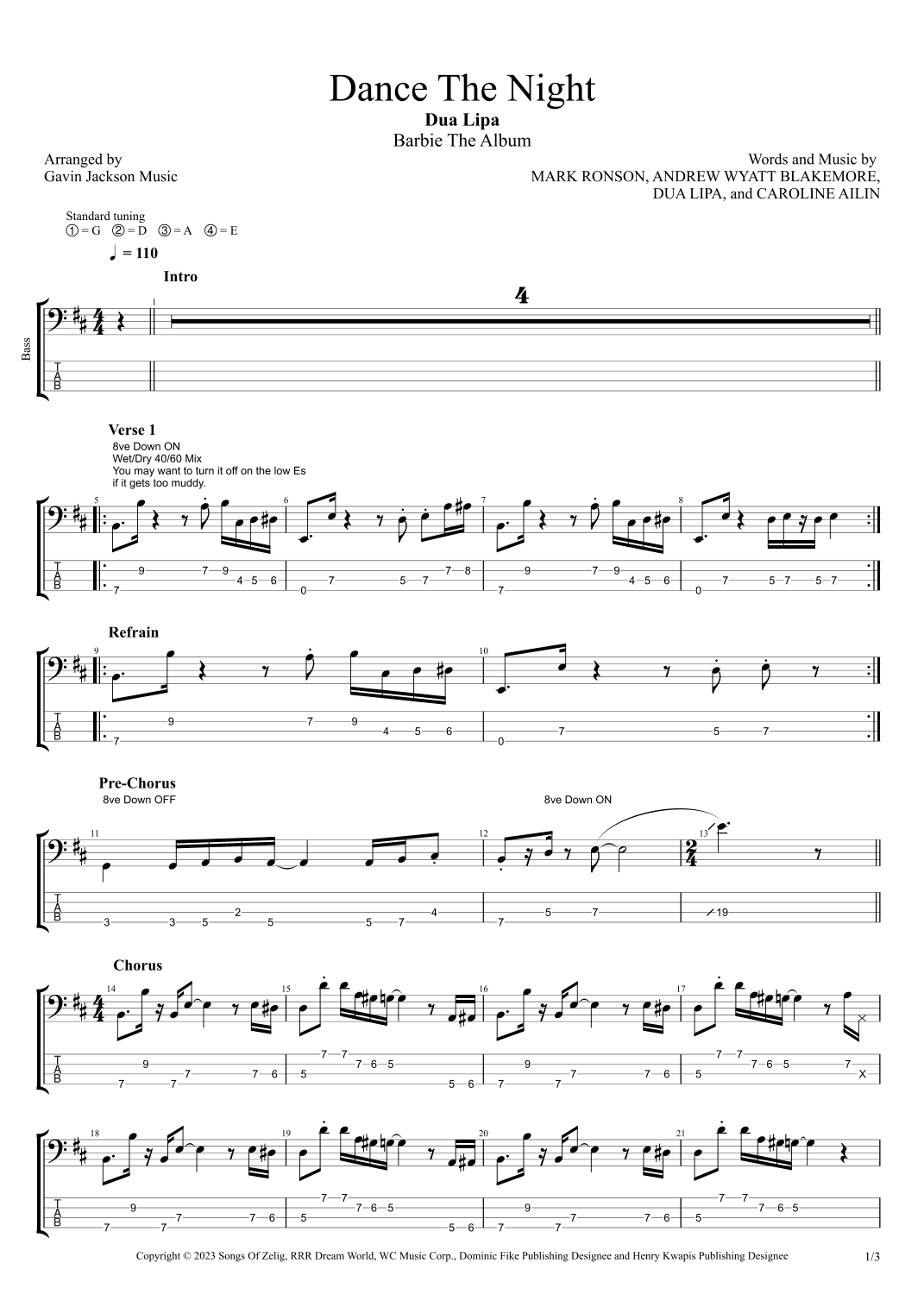 Dance The Night (arr. Gavin Jackson Music)