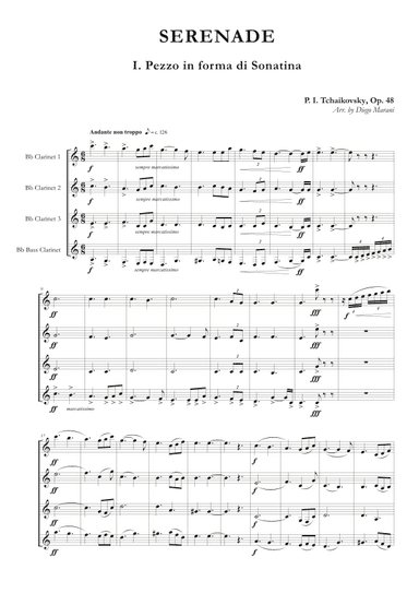 "Pezzo in forma di Sonatina" from Serenade Op. 48 for Clarinet Quartet (arr. Diego Marani)