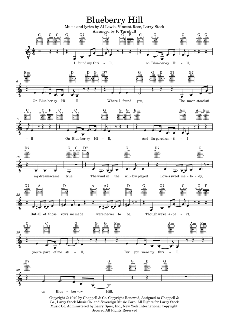 Blueberry Hill (arr. F. Turnbull)